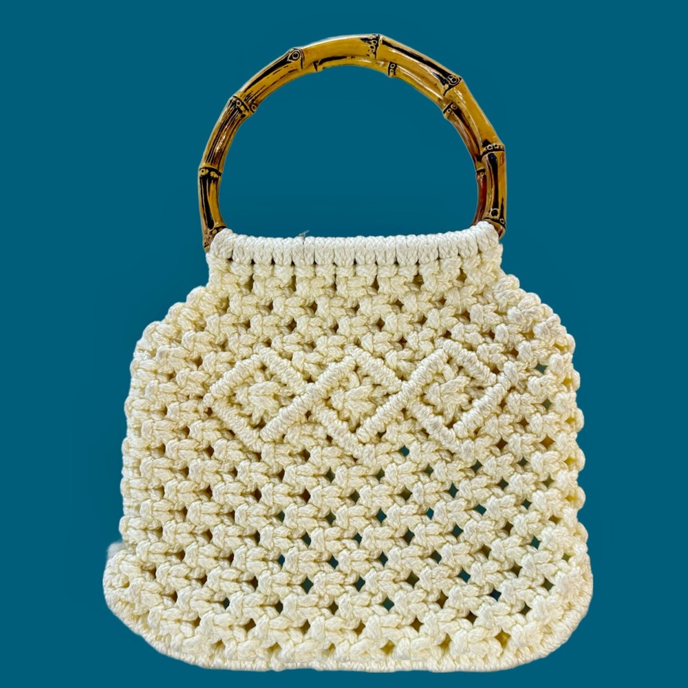 ‘60s Replica Hand-Knotted Macramé Lined Handbag - Picture 12 of 14